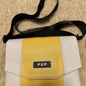PUP Canvas and Vinyl Crossbody Bag in Yellow and Cream